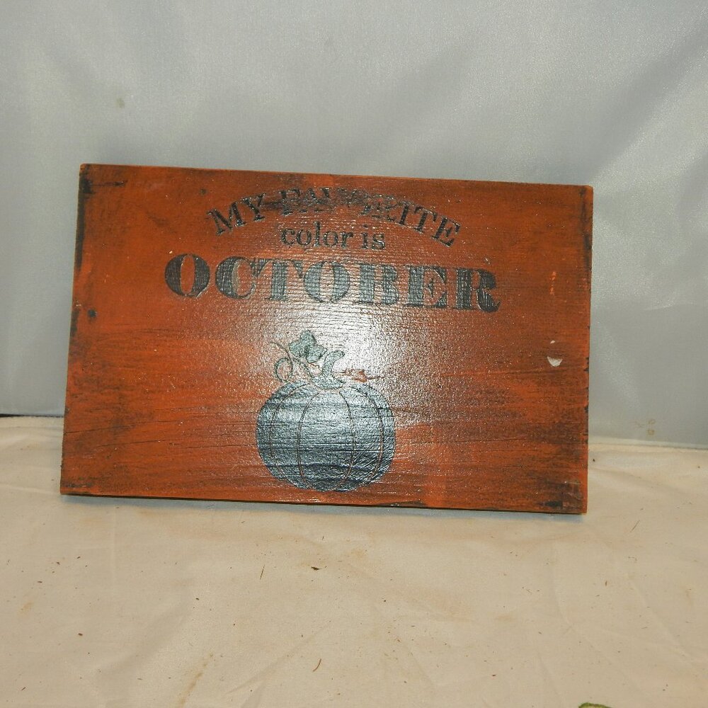 🍂"My Favorite Color is October" Rustic Wood sign